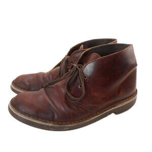 Clarks Bushacre Chukka Desert Boots Mens Sz 8 M Brown Beeswax Leather Lace-up